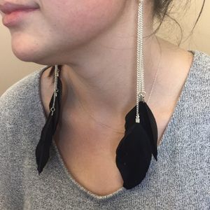Black feather earrings